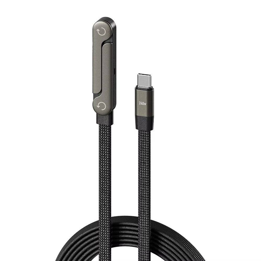 240W Fast Charging Nylon Braided Cable 1.5M with Phone Stand Data Transfer Type-C for Mobile Phone - Image 3
