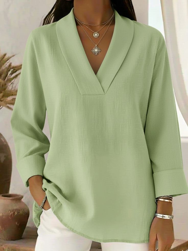 The Loooks V-Neck Solid Color Ladies Top - Image 3