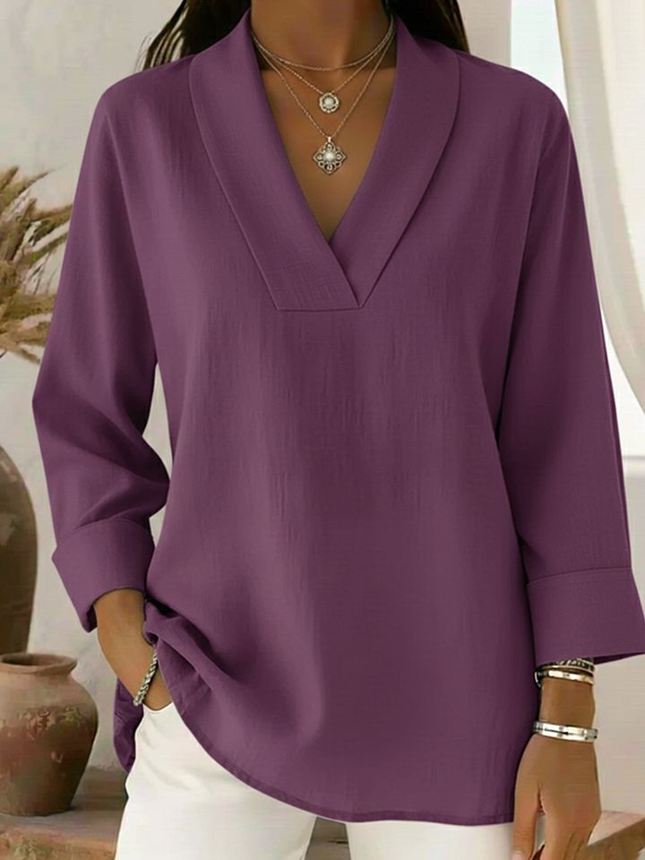 The Loooks V-Neck Solid Color Ladies Top - Image 2