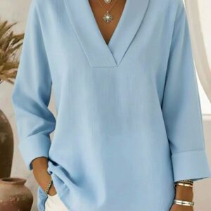The Loooks V-Neck Solid Color Ladies Top